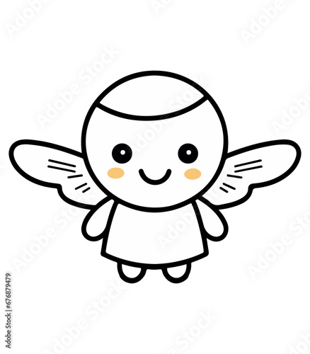 Cute angel figure, vector angel drawing, for kids, print ready, editable, eps