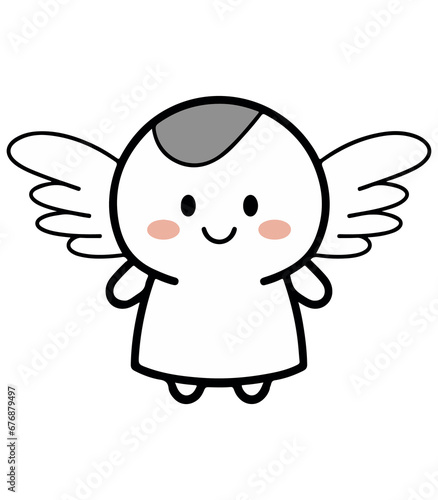 Cute angel figure, vector angel drawing, for kids, print ready, editable, eps