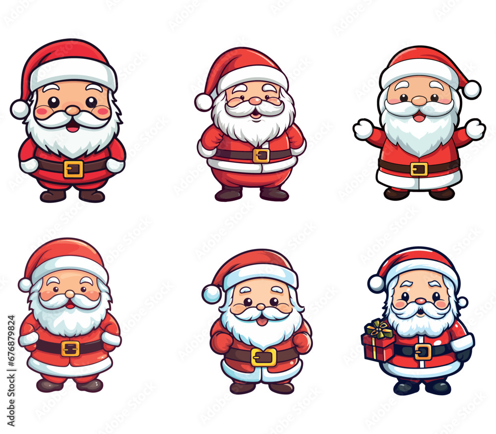 Santa Claus figure set , santa claus vector, print ready color, re-editable, eps, cricut file, cut file, clip art Santa Claus figure set , santa claus vector, print ready color, re-editable, eps, cricut file, cut file, clip art