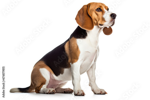 Beagle dog side view on white background © Veniamin Kraskov
