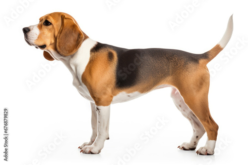 Beagle dog side view on white background © Venka