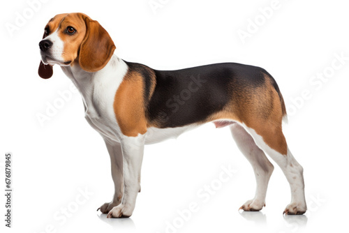 Beagle dog side view on white background © Veniamin Kraskov