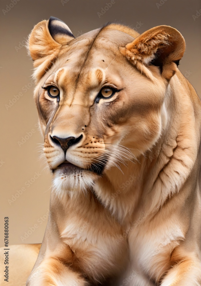African Lioness Isolated On A White Background African Lioness Isolated On A White Background