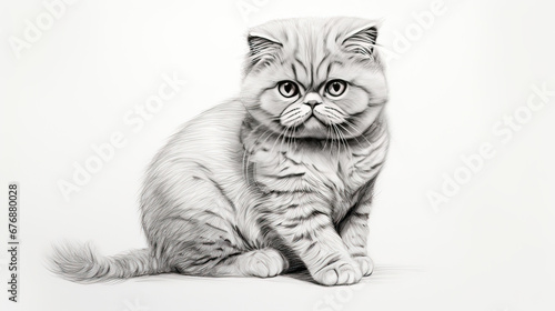 Wallpaper Mural Soft, monochromatic sketch of an Exotic Shorthair, exuding elegance and poise Ai Generative Torontodigital.ca