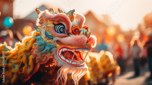 Chinese new year dragon dance costume showcasing cultural symbolism and intricate design © Ilja