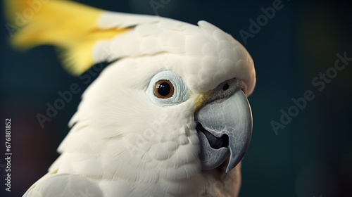 Closeup of a cute sulphur crested cockatoo.Generative AI