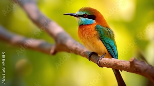 Cute beeeater colorful bird sitting on the tree branc.Generative AI © shuvodesign