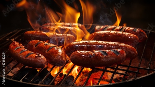 sausages on the grill