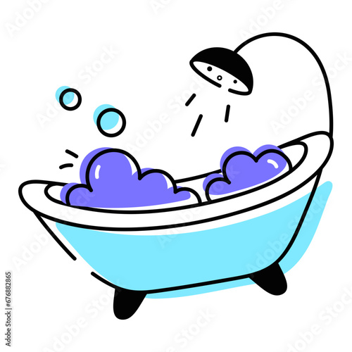 Handy doodle icon depicting shower tub 