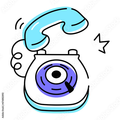 Editable doodle icon of telephone 