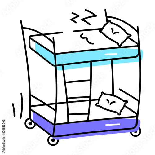 A modern doodle icon of bunk bed 