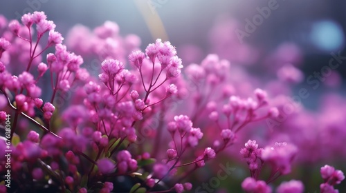 Small pink flowers with blurred background.Generative AI