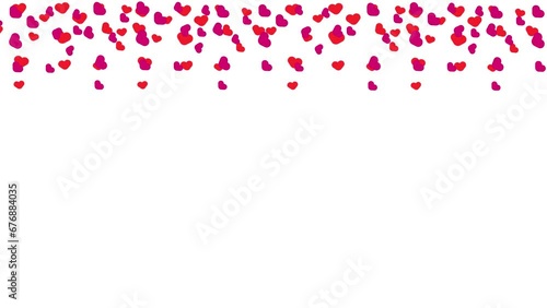 Red and pink hearts move in a circle at the top of the video on a white background
