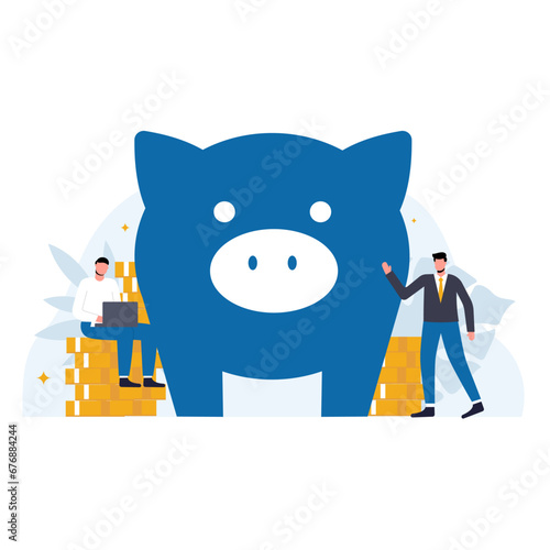 Saving money ilustration concept,financial savings,piggy bank vector,Isolated object.Can be used for websites
