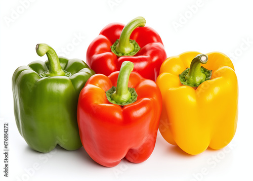 red yellow and green peppers isolated
