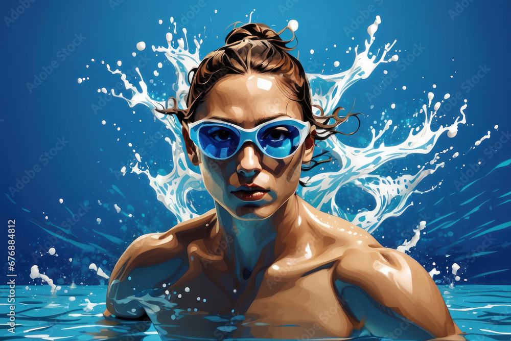 Naklejka premium woman is an athlete in swimming and diving. Olympic champion. girl underwater