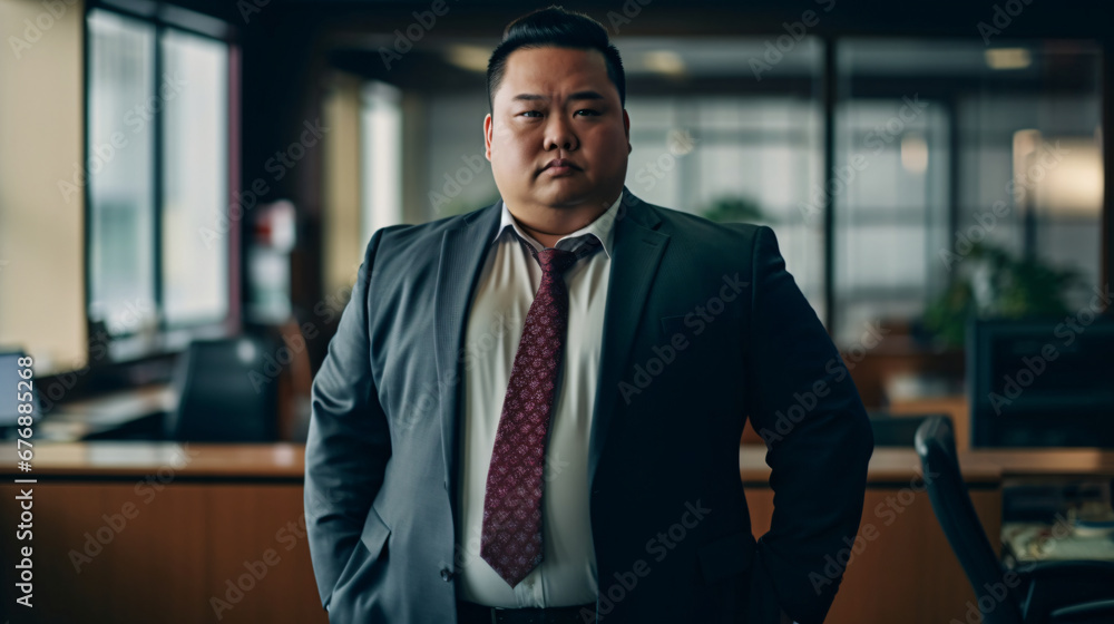 Fototapeta premium Asian Manager with plus size body using blazer jacket suits