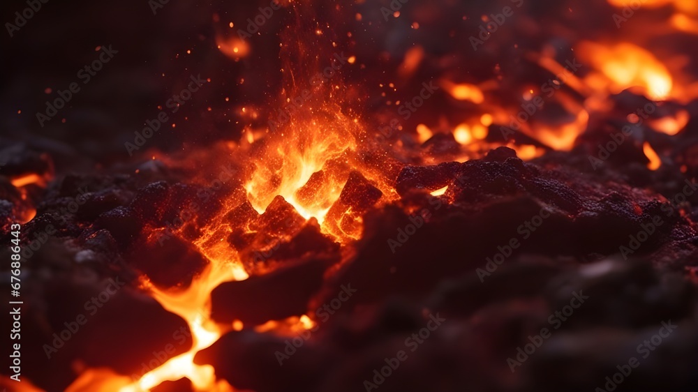 close up of burning fire rising magma close up of burning fire rising magma