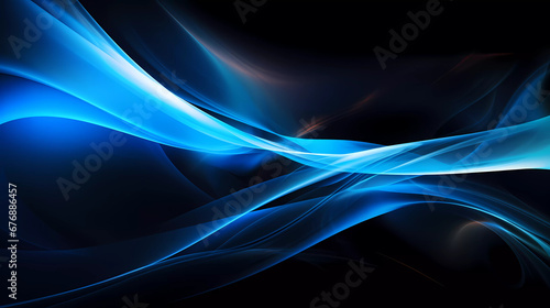 a blurry image of a wave of light in blue and black colors with a black background and a white border