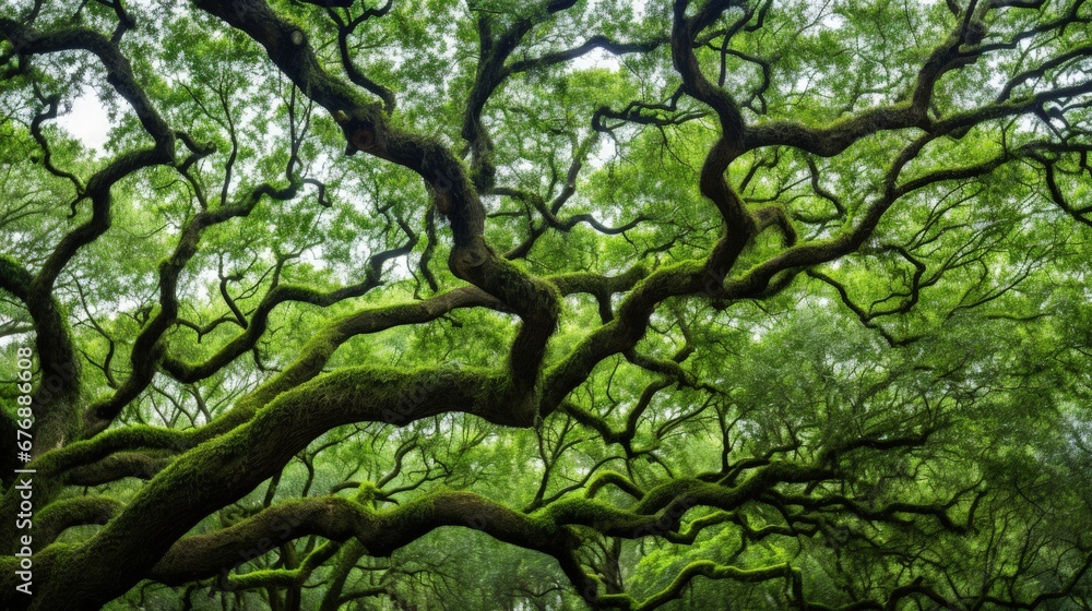 Forest Tree Low Angle View Panoramic Landscape Forest Tree Low Angle View Panoramic Landscape