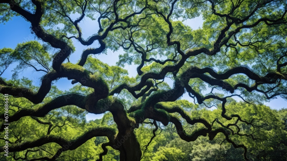 Forest Tree Low Angle View Panoramic Landscape Forest Tree Low Angle View Panoramic Landscape