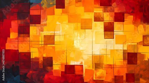 a colorful abstract background with a lot of blocks in it's center and a red and yellow background