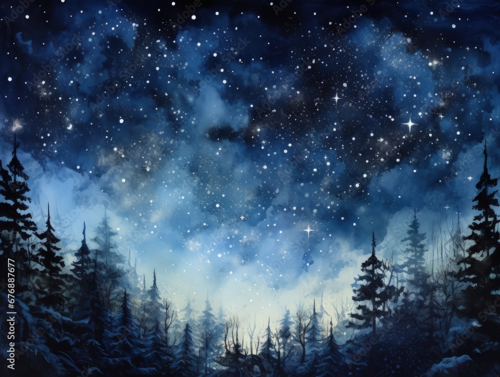 Fototapeta premium Beautiful stary clear night sky background