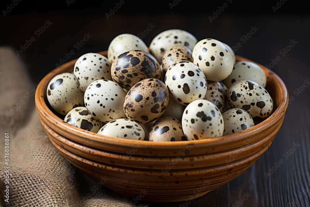 Obraz premium a bowl of quail eggs, prepared for home cooking