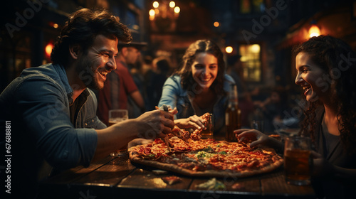 Friends eating pizza. photo