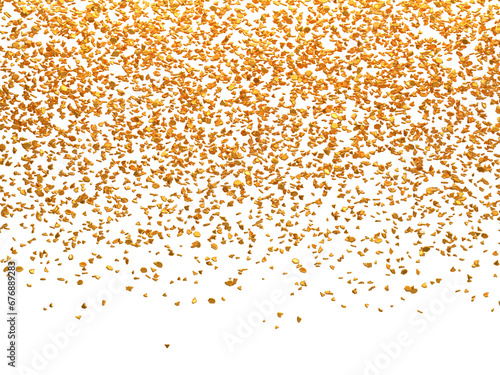 Realistic Golden Confetti and serpentine explosion For The Festival Party Ribbon Blast Carnival Elements Or Birthday Celebration © vect-bait
