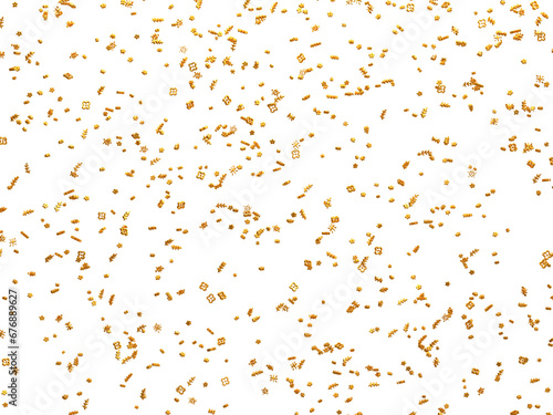 Realistic Golden Confetti and serpentine explosion For The Festival Party Ribbon Blast Carnival Elements Or Birthday Celebration