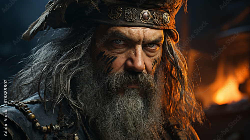 Obraz premium Portrait of elderly pirate.