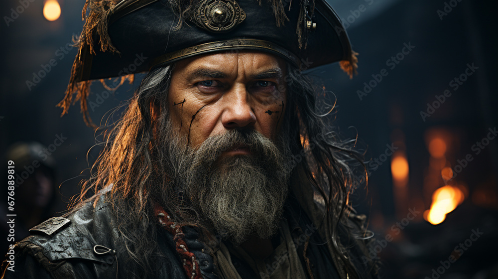 Portrait of elderly pirate.