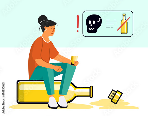 Alcohol addiction Alcoholism Problem Vector Drink