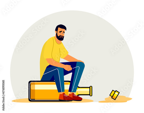 Alcohol addiction Alcoholism Problem Vector Drink