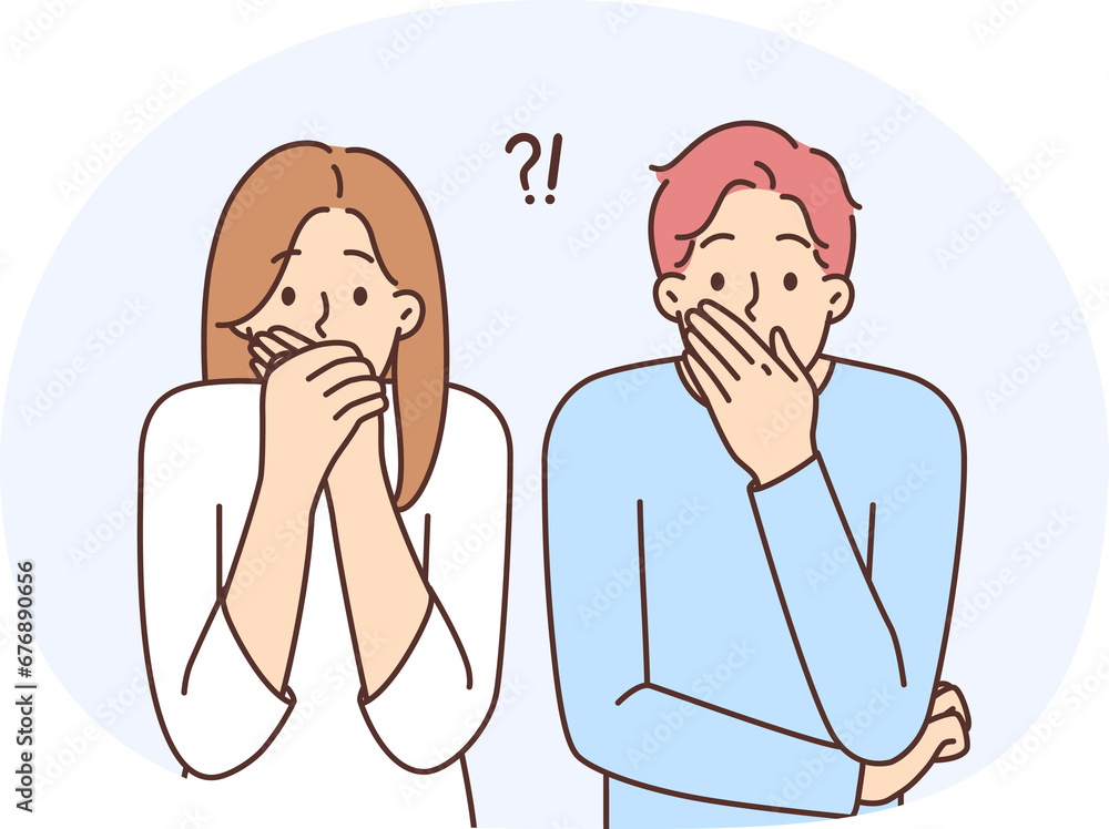 Astonished people shocked with unexpected news Astonished people shocked with unexpected news