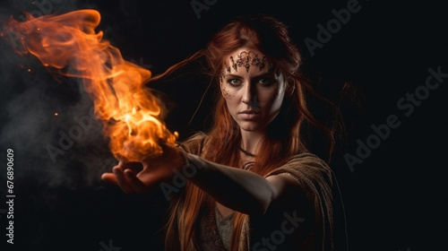 A warrior woman who controls fire. AI Generated
