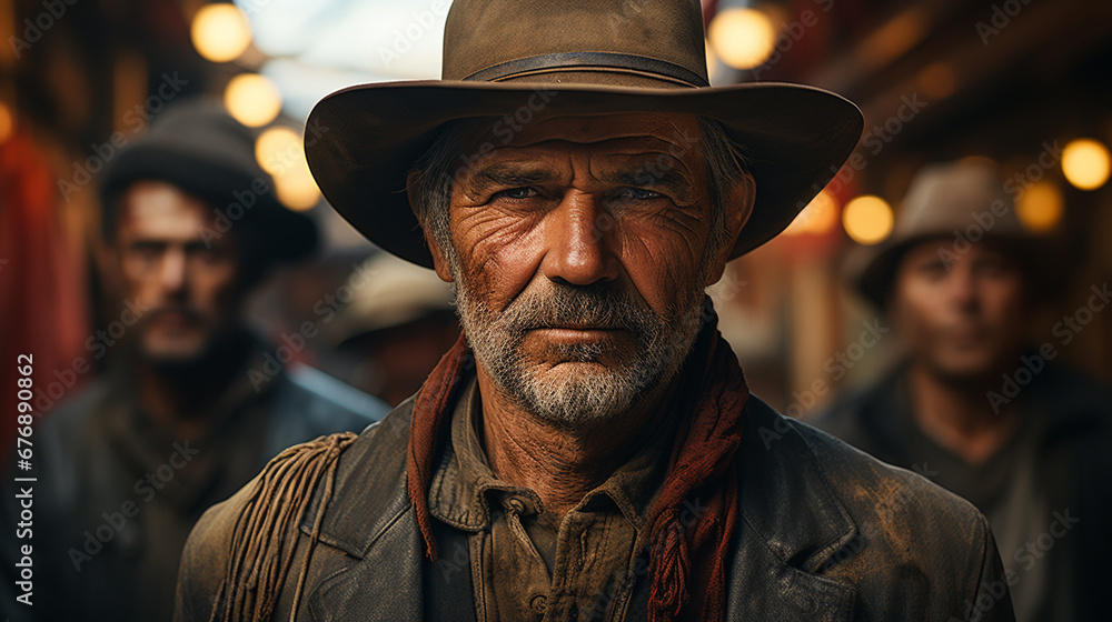 Portrait of elderly cowboy. Portrait of elderly cowboy.