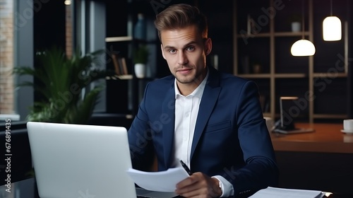 business person working on laptop