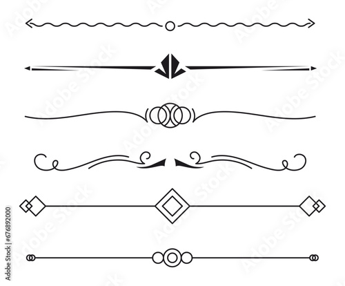 Calligraphic ornamental line divider collection