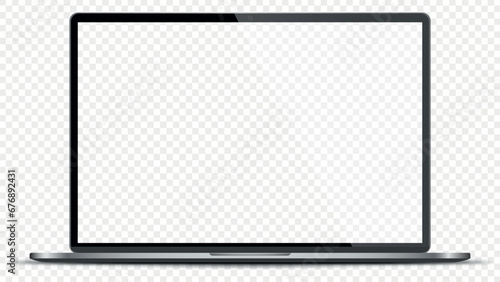 Laptop with transparent screen. Laptop mockup. Stock royalty free PNG