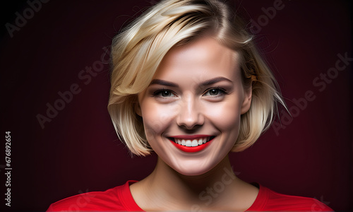 Beautiful blonde model woman posing for photo