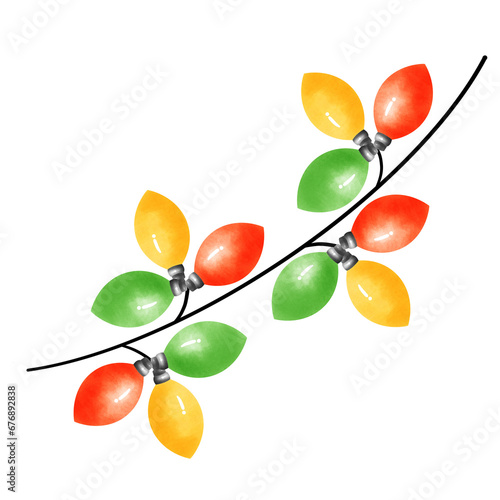 Cuadro en lienzo Border and blubs of festive colorful holiday light