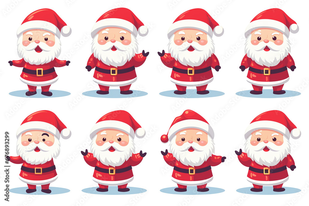 Packs of santa claus character concept template on transparent background PNG