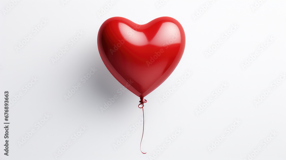 Heart balloon on a clean white background. The minimalist and expressive design adds a touch of romance and joy to your creative projects. Idea for Valentine's Day.