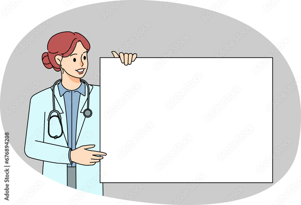 Female doctor show mockup placard Female doctor show mockup placard