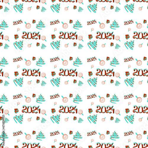 Seamless pattern in red and turquoise color in honor of the coming year 2024. Pattern for wrapping paper, pattern for background, seamless background.