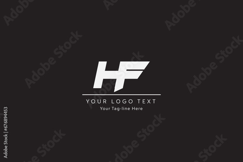 Creative and Minimalist Letter HF Logo Design Icon, Editable in Vector Format in Black and White Color