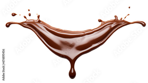 Chocolate dripping splashes on transparent background, image with background removed, created with Generative Ai technology.