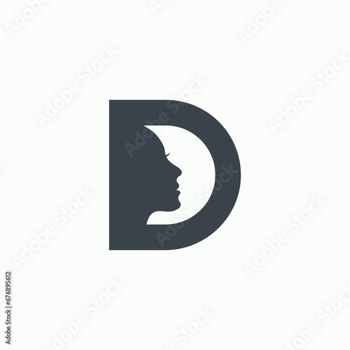 D letter logo with woman